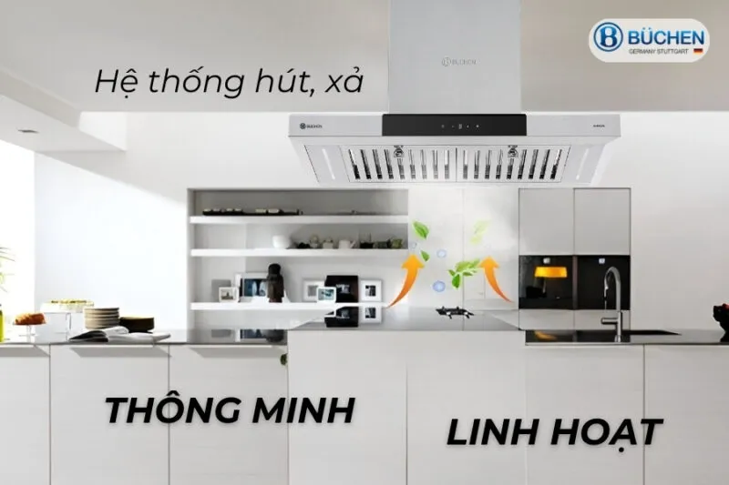 Máy hút mùi Buchen BU87DWK - hệ thống hút xả thông minh