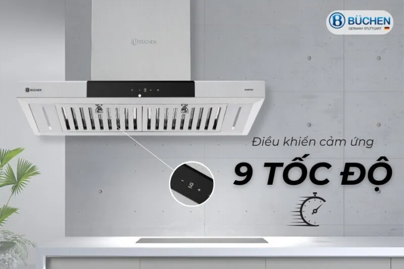 Máy hút mùi Buchen BU87DWK - Điều khiển cảm ứng 9 cấp độ 