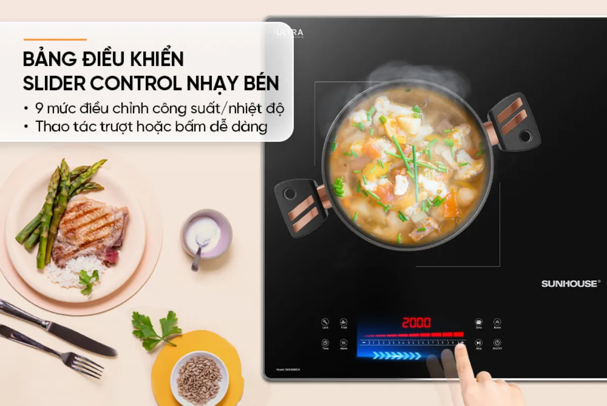 Điều khiển cảm ứng 9 mức công suất hiện đại 