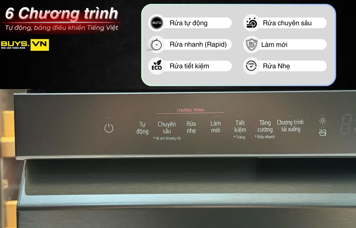 Máy rửa bát độc lập LG LDT14BLA4- các chương trình 