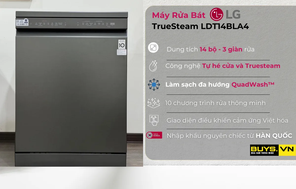 Máy rửa bát độc lập LG LDT14BLA4 - khi thương hiệu gia dụng điện tử lấn sân sang máy rửa bát