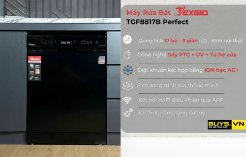 Máy rửa bát độc lập TEXGIO TGF8817B Perfect- 17 bộ 3 giàn rửa