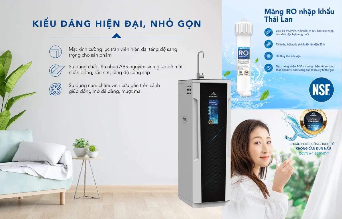 Máy lọc nước Hòa Phát HPR515 -hệ thống 9 lõi bổ sung khoáng chất, hydrogen