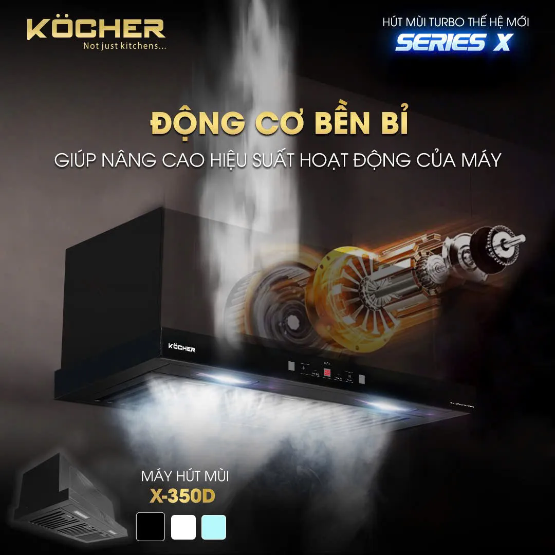 Máy hút mùi Kocher Turbo X-350D công nghệ giảm thiểu tiếng ồn