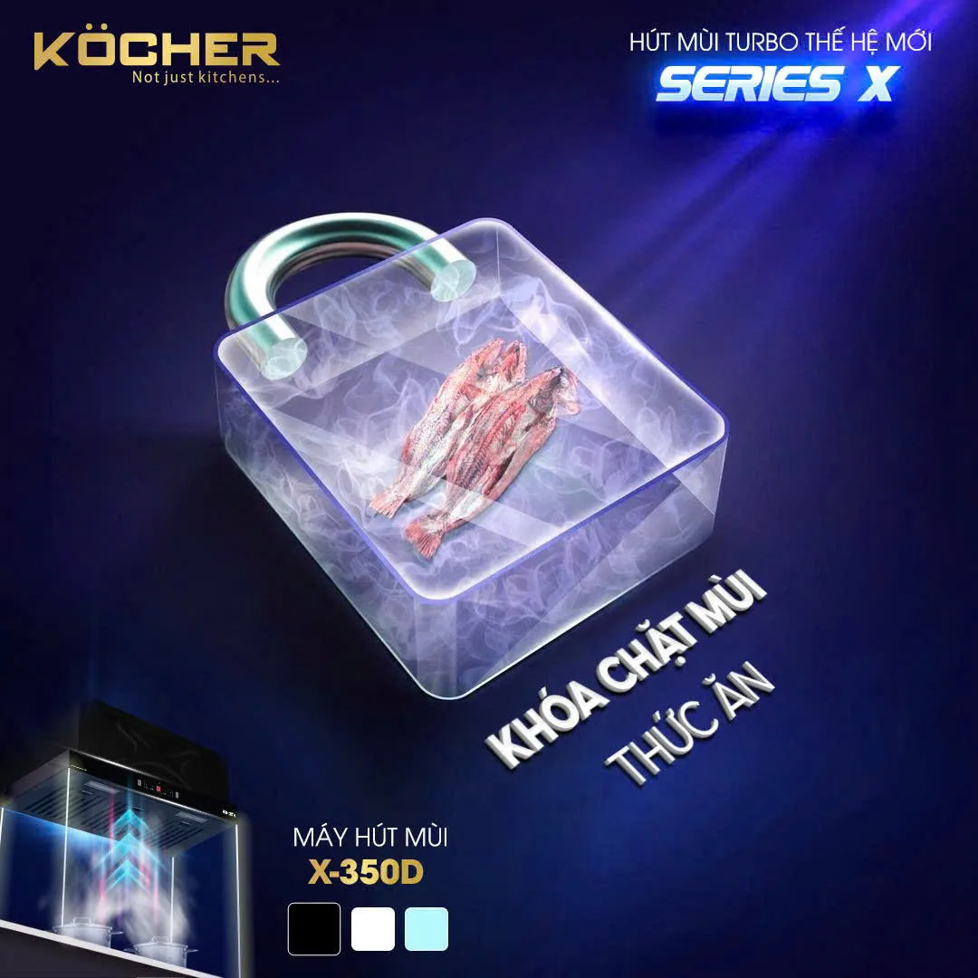 Máy hút mùi Kocher Turbo X-350D khóa mùi thức ăn