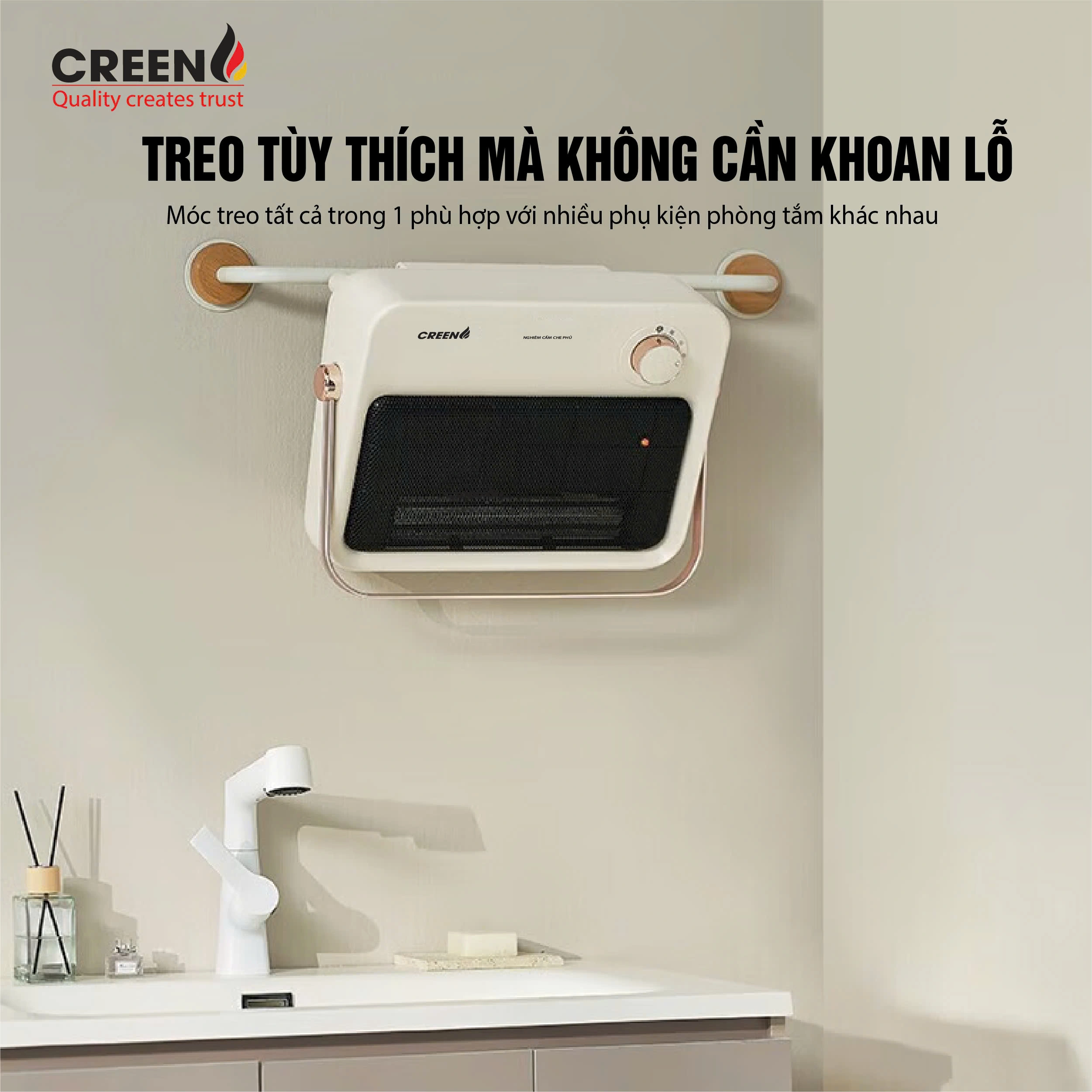 Máy sưởi gốm treo tường Creen CR-H38C- Thiết kế đẹp mắt