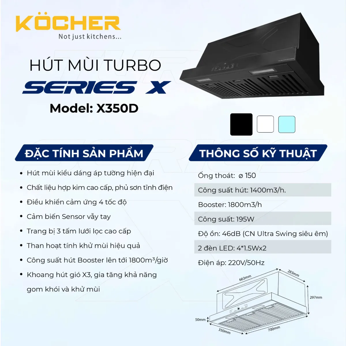 máy hút mùi Kocher Turbo X-350D 