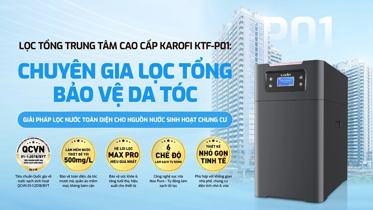 Máy lọc nước đầu nguồn Karofi KTF-P01- Sử dụng công nghệ trao đổi ion 