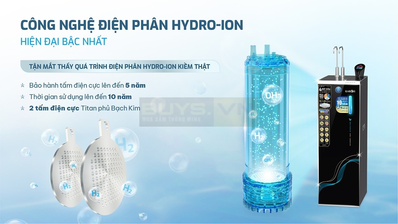 Máy lọc nước nóng lạnh Hydro-ion Kiềm Karofi SA9 PREMIUM