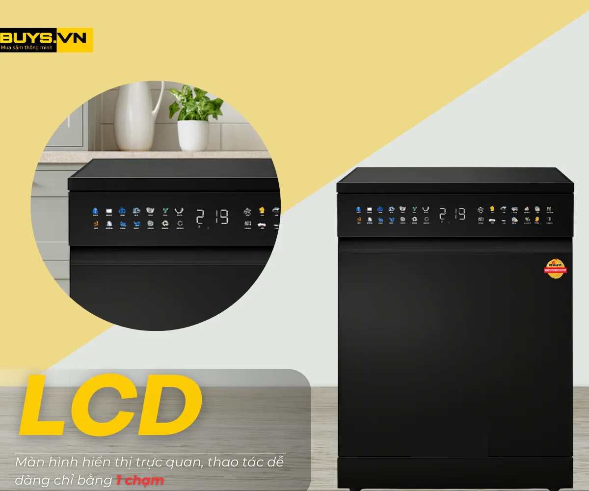 Máy rửa bát Bauer SBW16BEU15F SuperAI - màn hình hiện đại 