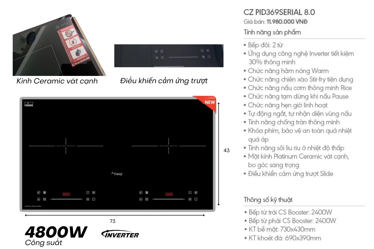 Bếp từ Canzy CZ PID369SERIAL 8.0 