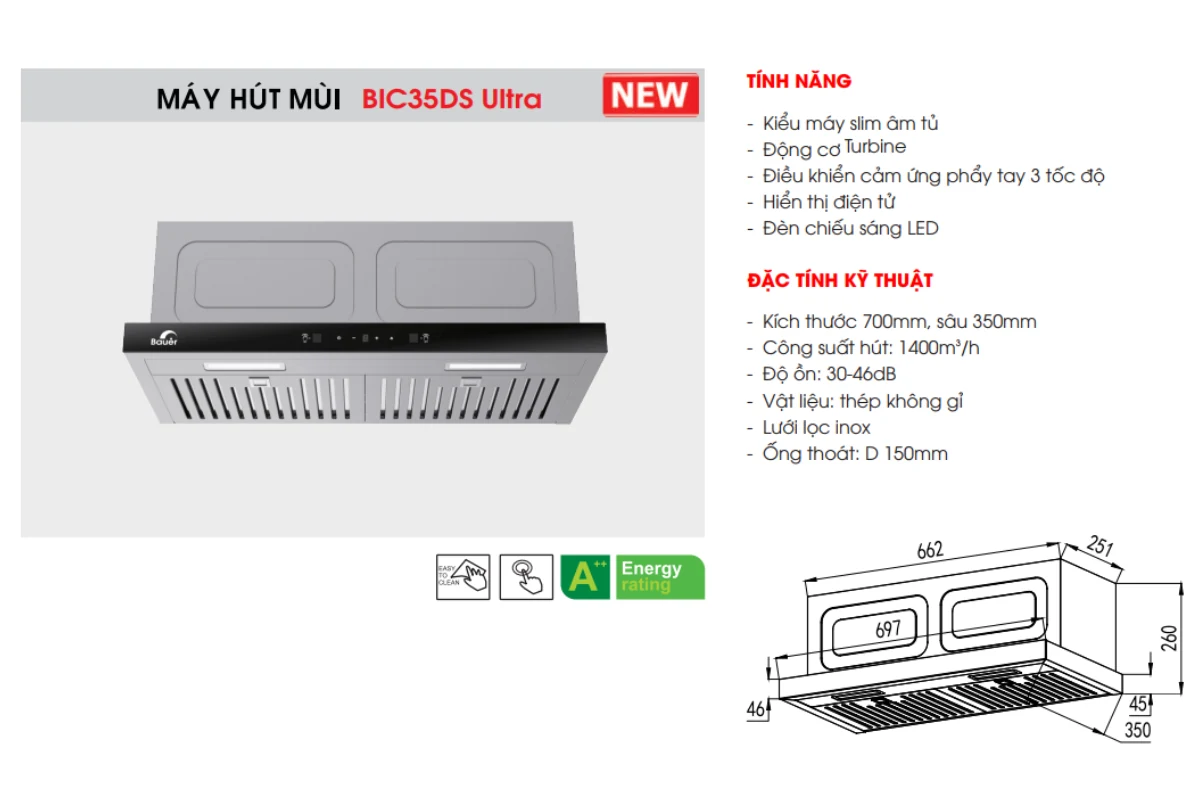 MÁY HÚT MÙI Bauer BIC35DS ULTRA - 01