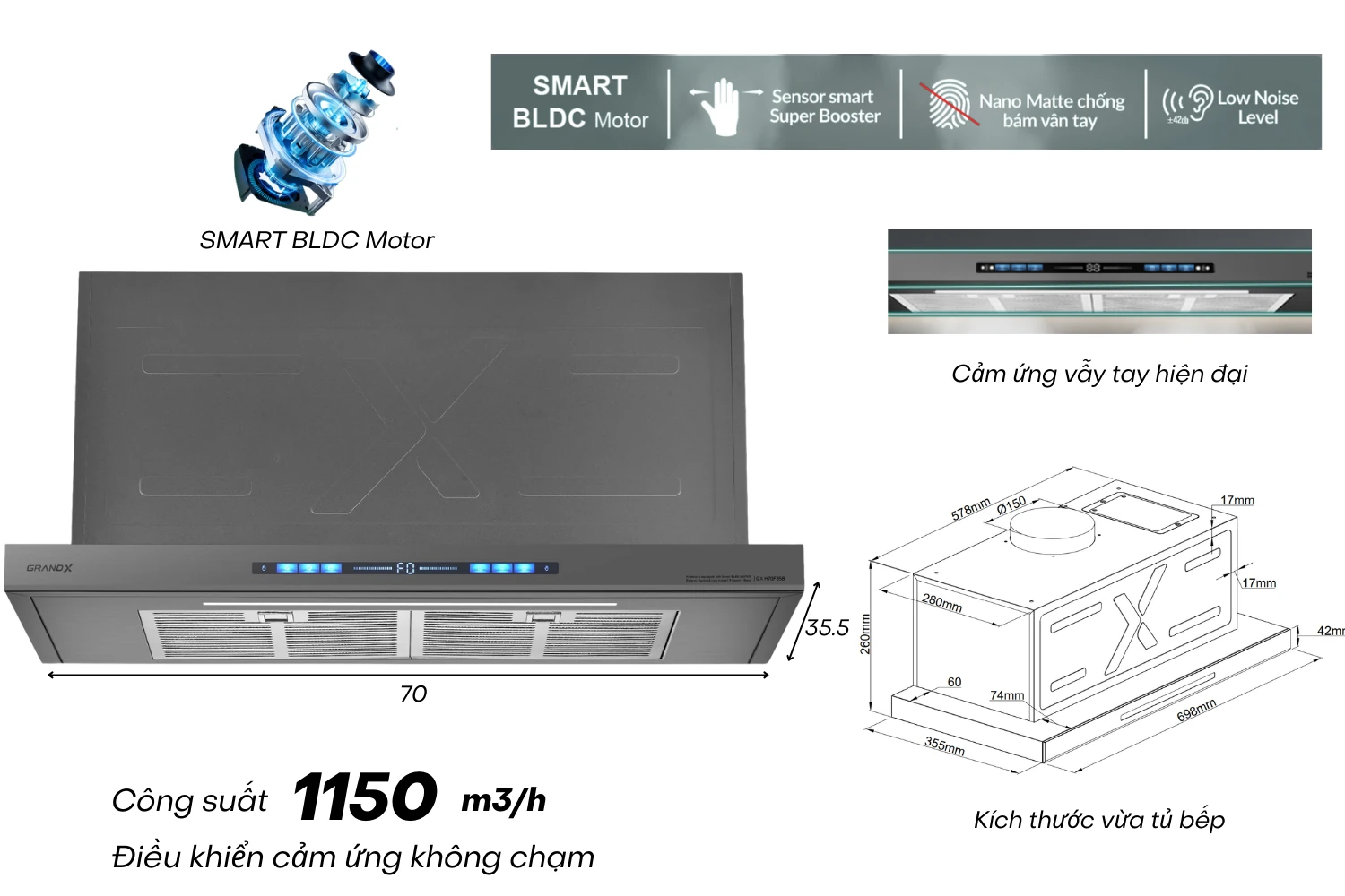 MÁY HÚT MÙI GRANDX H70F85G - Buys (2)