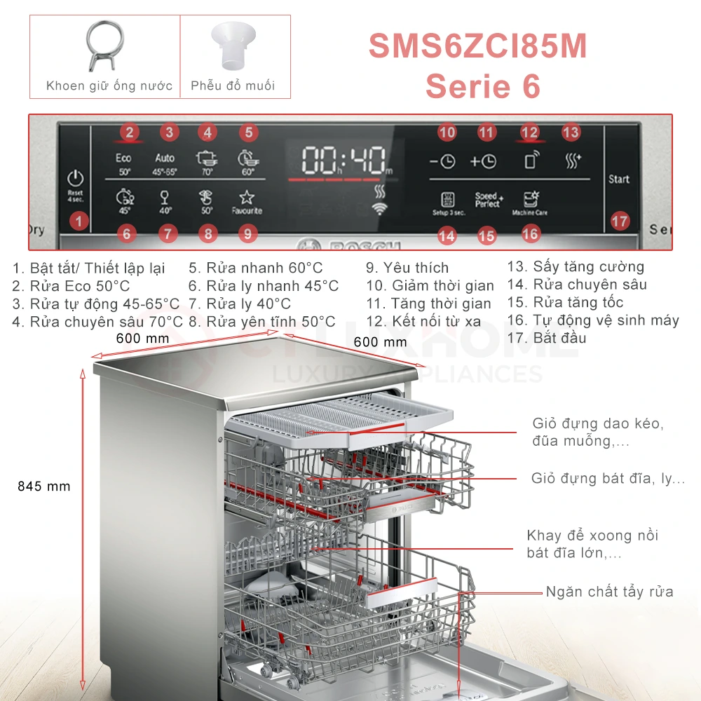 MÁY RỬA BÁT BOSCH ĐỘC LẬP SMS6ZCI85M