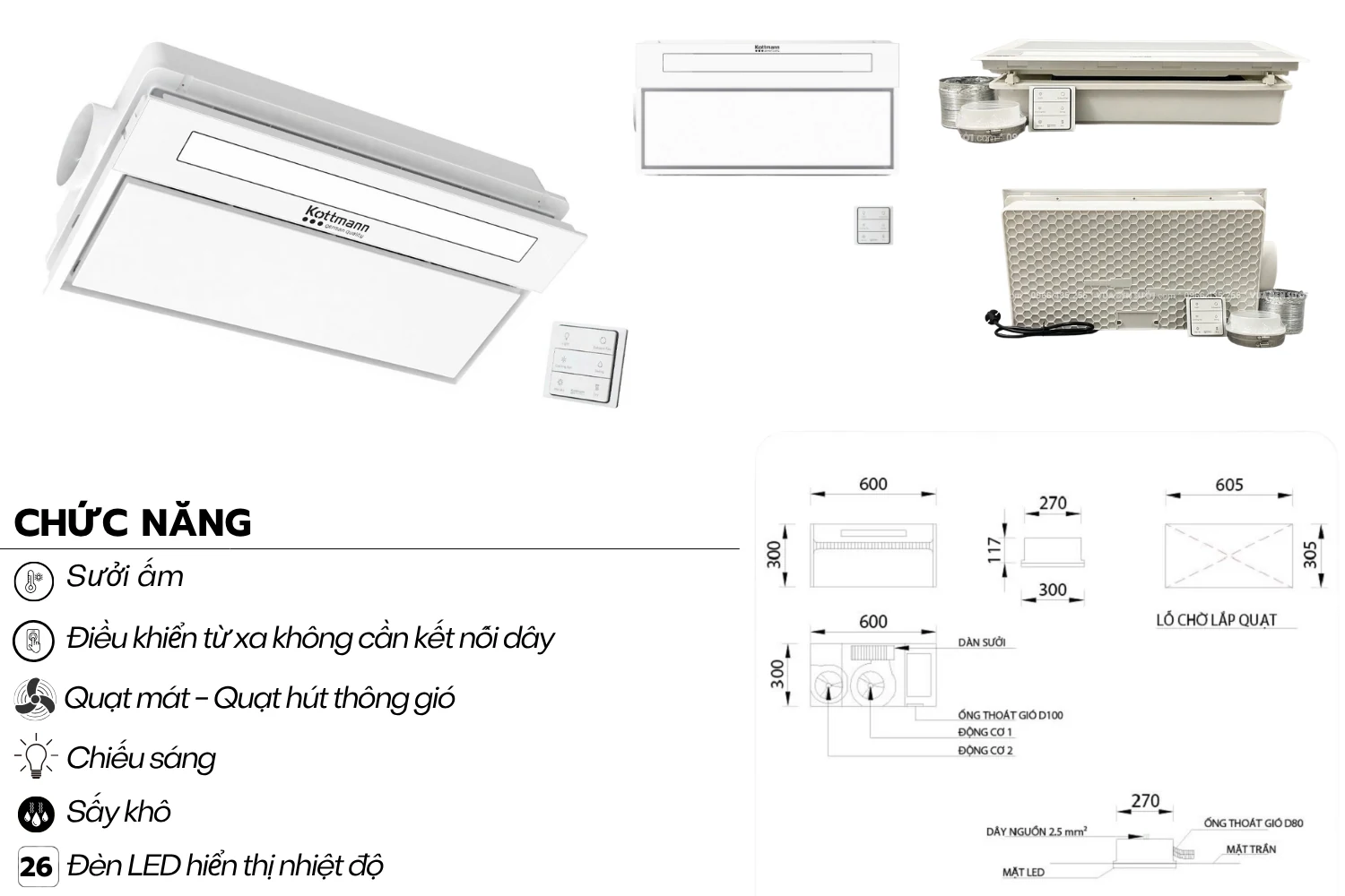 QUẠT SƯỞI NHÀ TẮM KOTTMANN K8 26 Kottmann K8 (2)