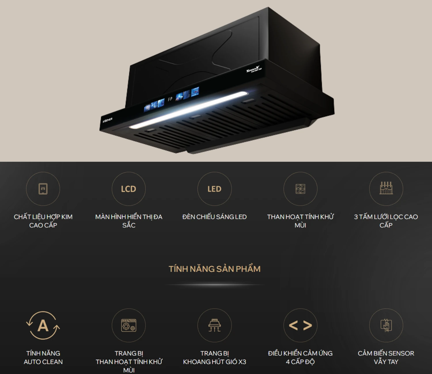 Máy hút mùi Turbo X Smart 3D Auto Clean