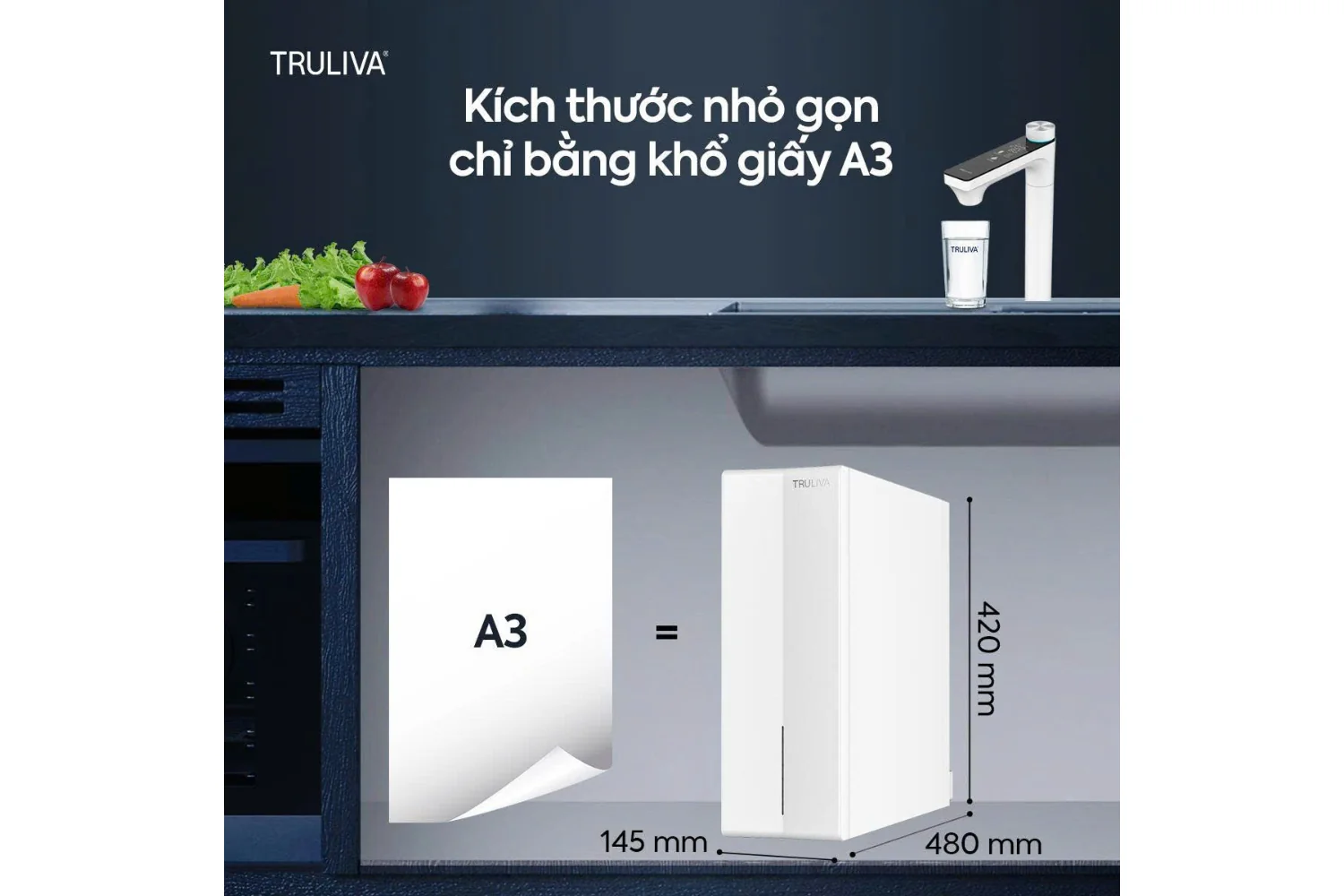 Máy lọc nước âm tủ bếp Truliva UR61096H