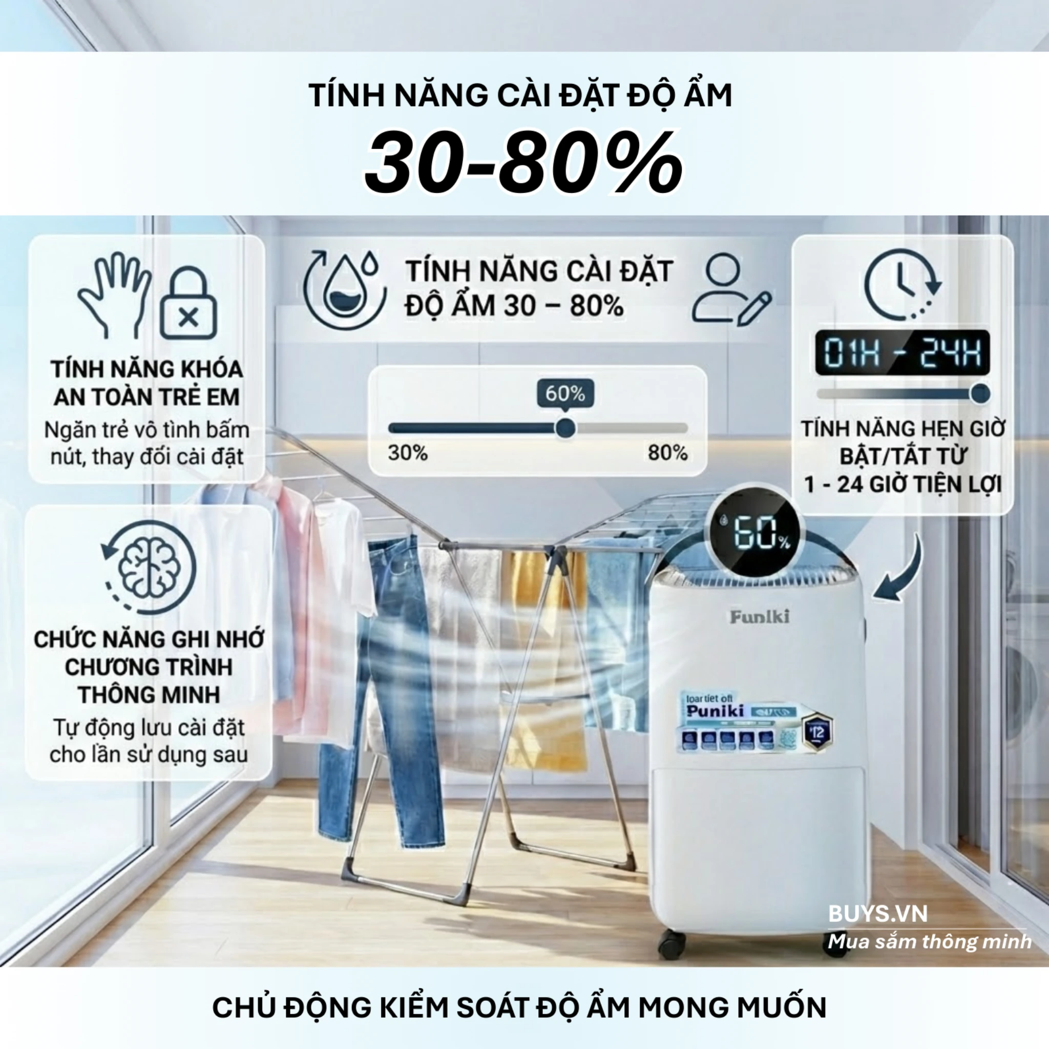 Máy hút ẩm Funiki HDF1601 hiện đại