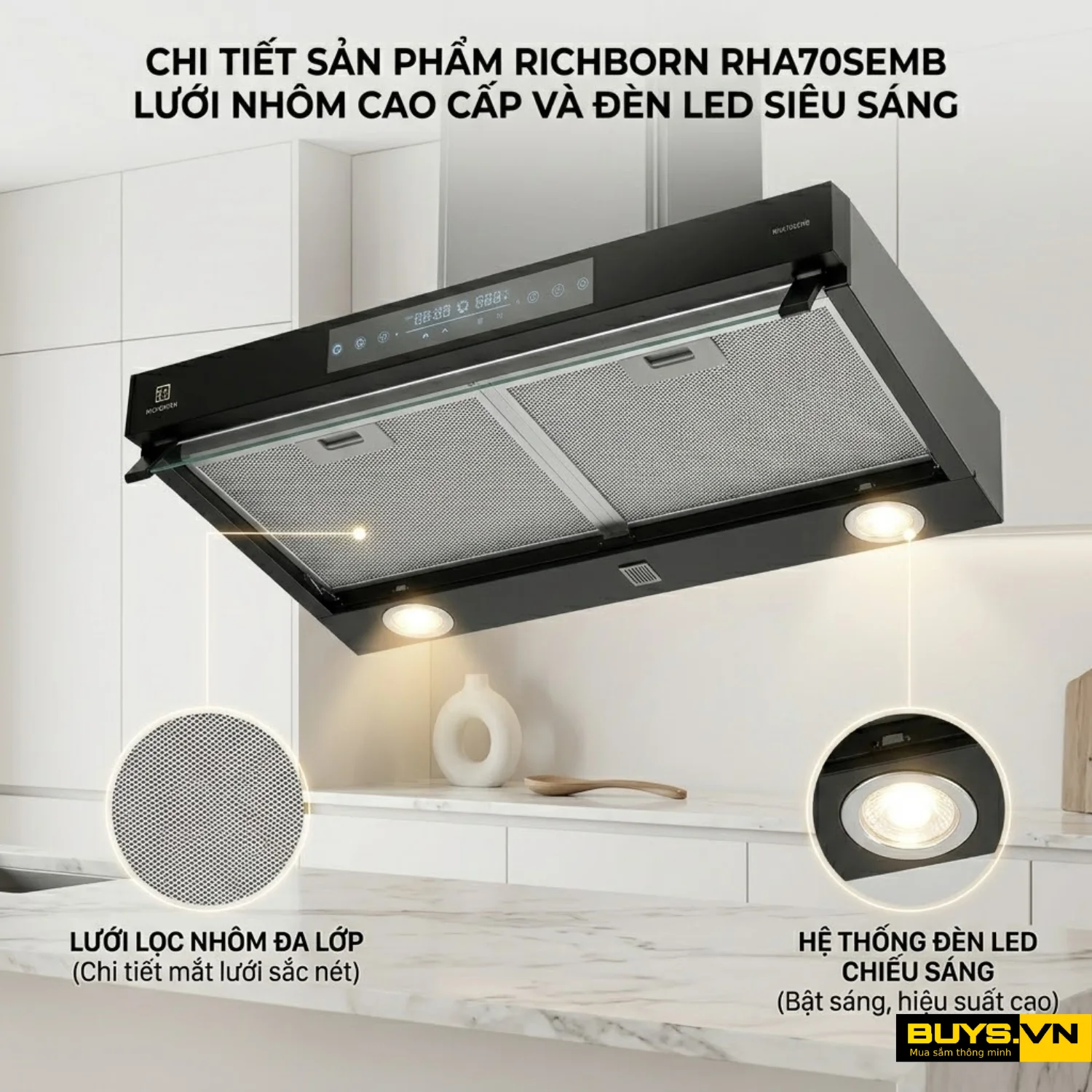 MÁY HÚT MÙI RICHBORN RHA70SEMB 25 Máy Hút Mùi RICHBORN RHA70SEMB