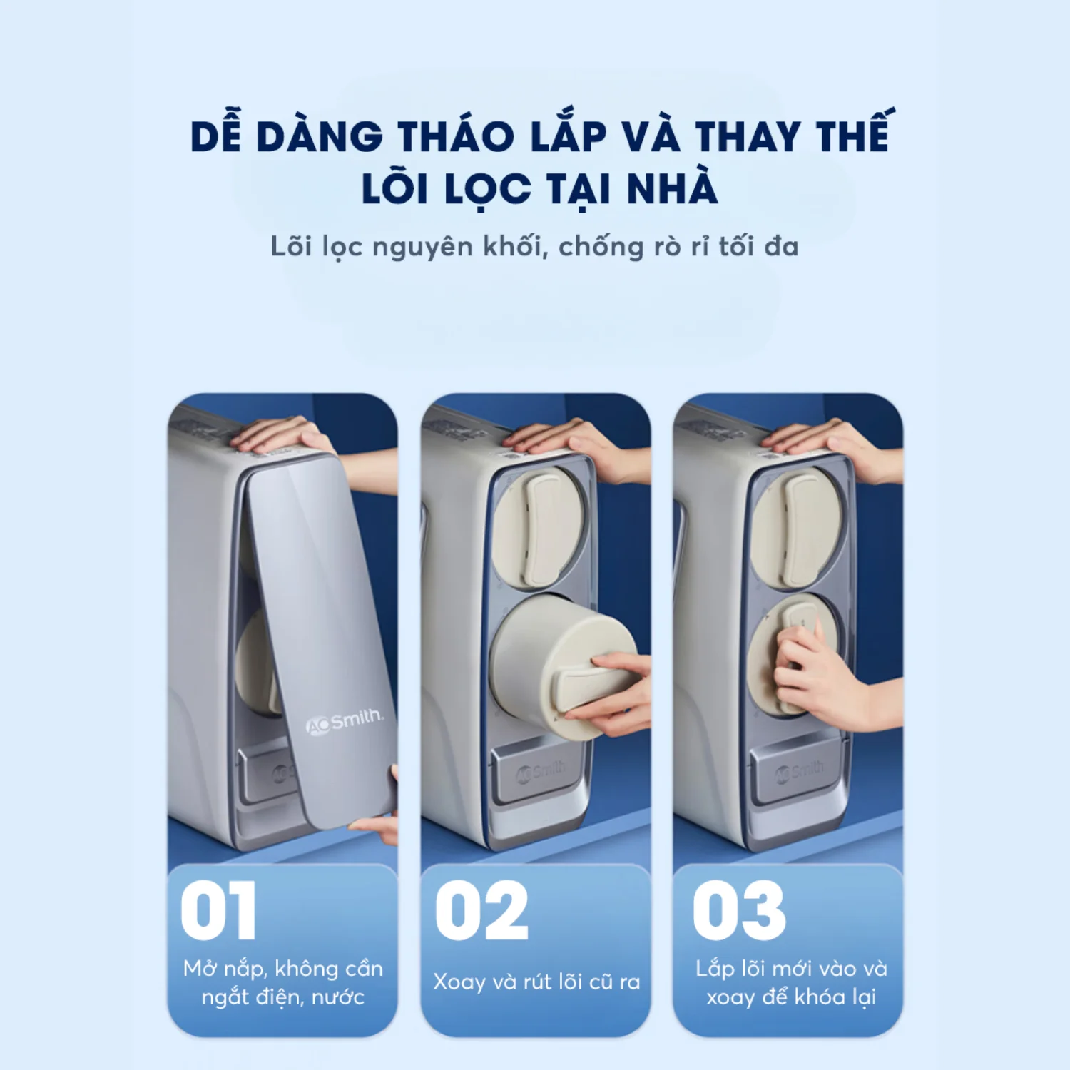 Máy Lọc Nước A. O. Smith X1000 hệ thống cảnh báo thông minh 