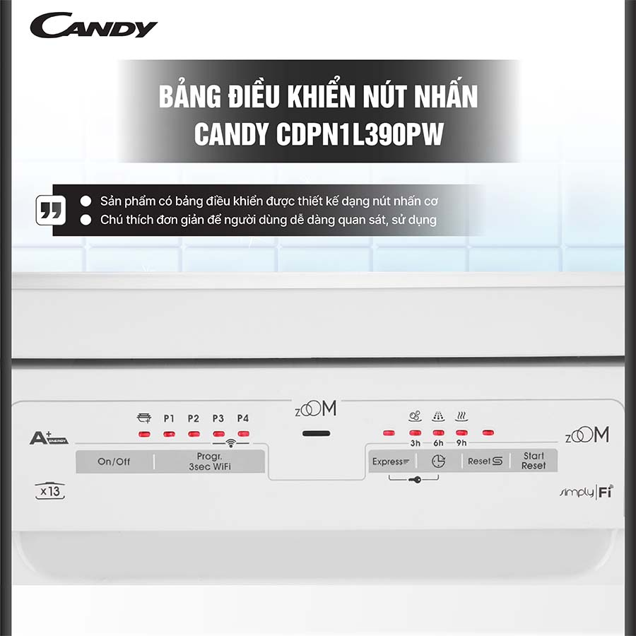Máy rửa bát Candy CDPN 1L390PW