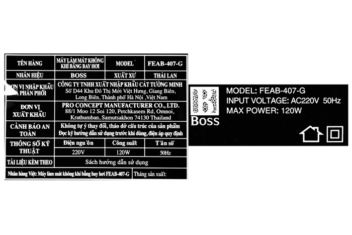 Quạt điều hòa Boss FEAB-409-G