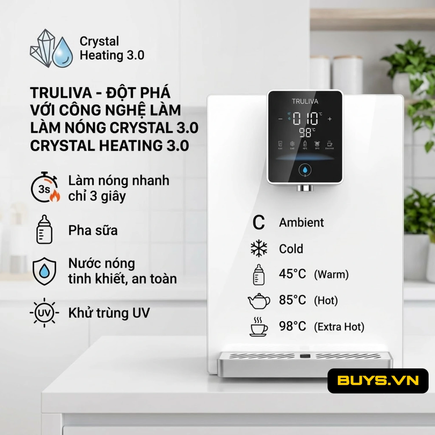 Máy lọc nước nóng lạnh treo tường Truliva W6412