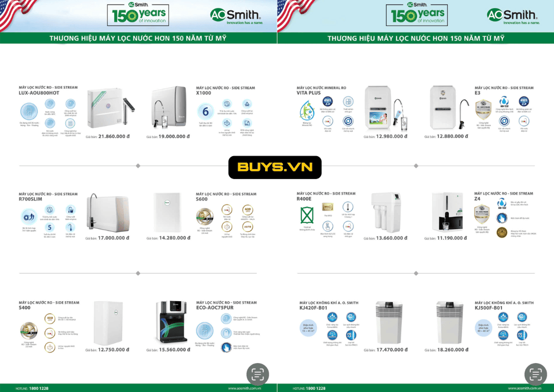Bảng giá máy lọc nước AO Smith mới nhất 2026 11 Bảng giá máy lọc nước AO Smith mới nhất 2026
