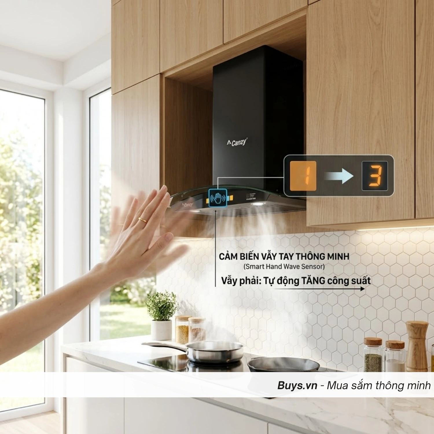 Máy hút mùi kính cong Canzy CZ SMART 88S SERIAL 8.0