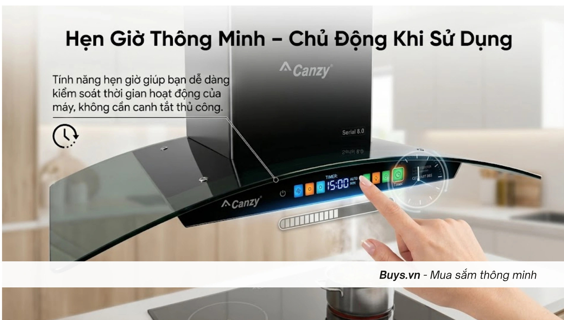 Máy hút mùi kính cong Canzy CZ SMART 88S SERIAL 8.0