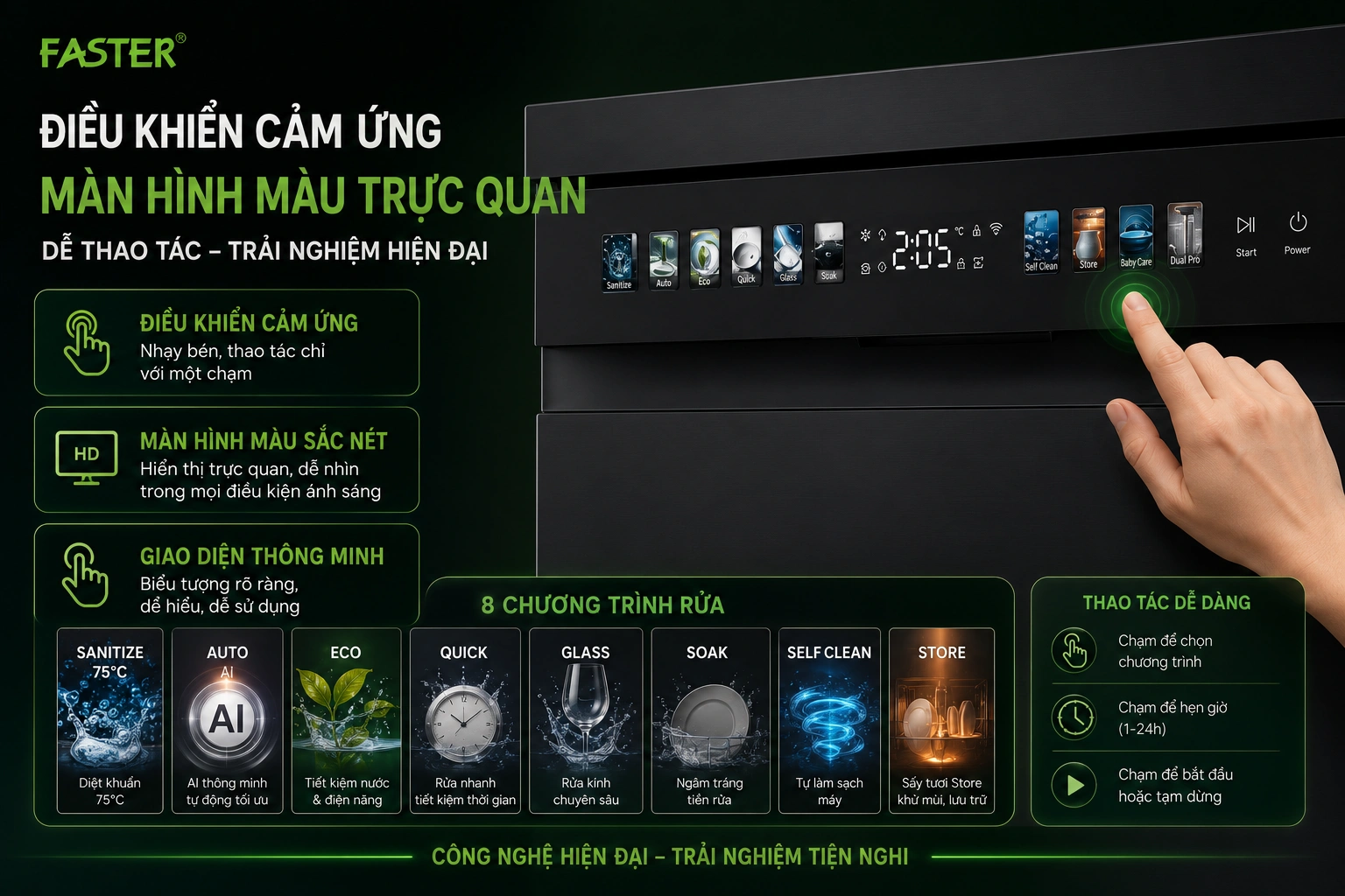 Máy rửa bát Faster ECO 8013 SERI 6 SMART