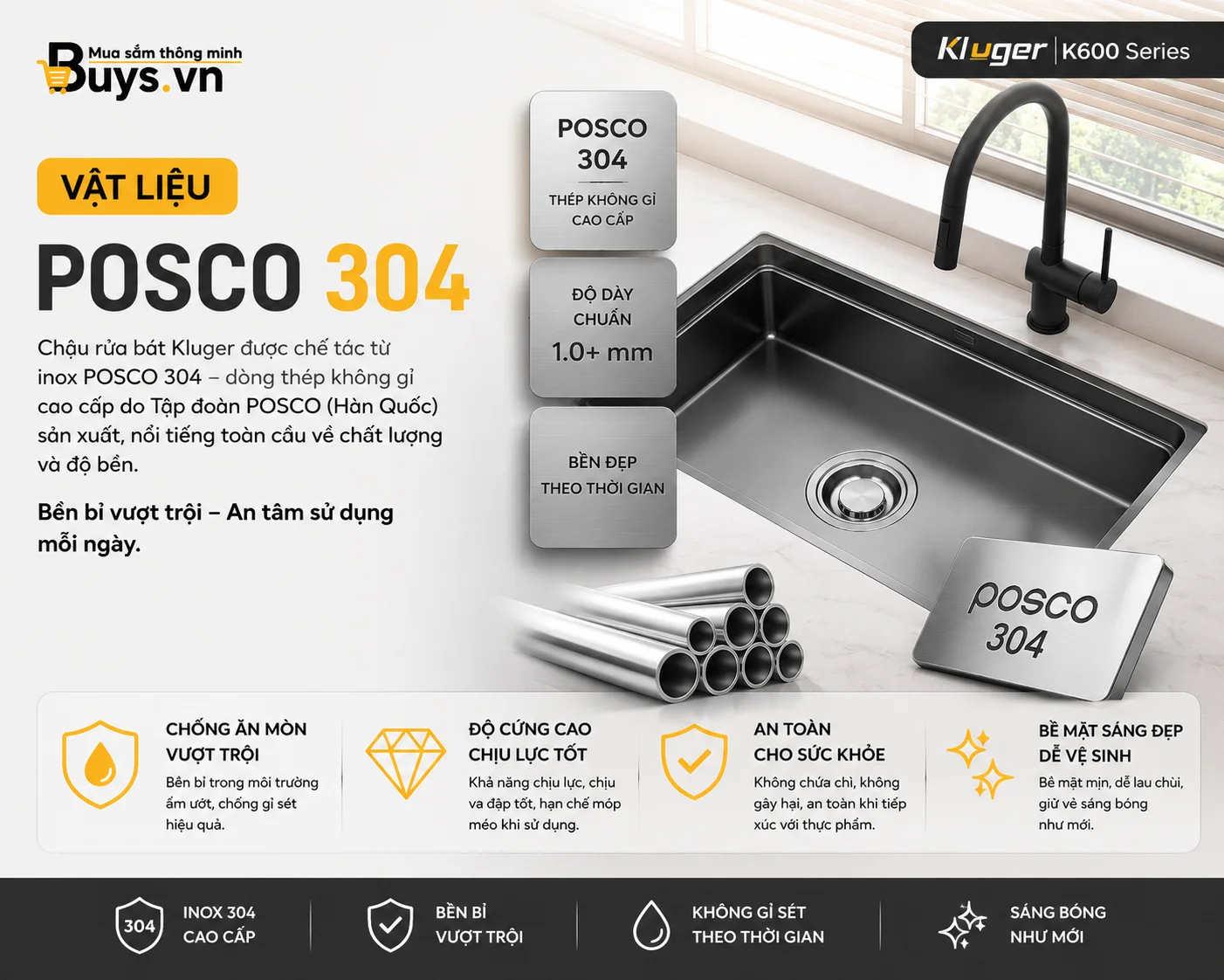 Chậu rửa bát Kluger KG7644FB Plus