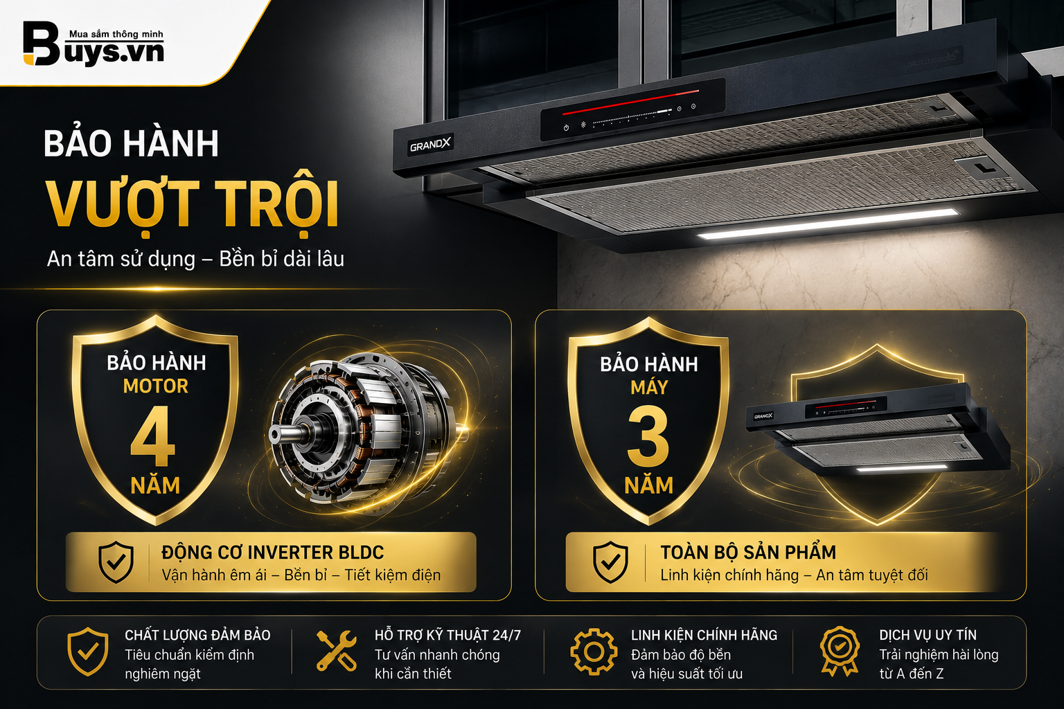 Máy hút mùi GrandX GX H70F72SB
