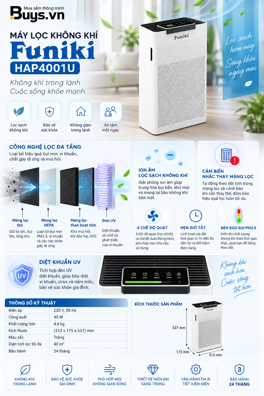 Máy lọc không khí FUNIKI HAP4001U