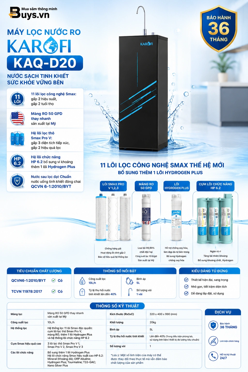 MÁY LỌC NƯỚC RO KAROFI KAQ D20 26 Máy lọc nước RO Karofi KAQ D20