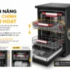 CHỨC NĂNG GIÀN NÂNG ĐIỀU CHỈNH LINH HOẠT - TỐI ƯU HÓA KHÔNG GIAN BÊN TRONG Một trong những điểm cộng lớn nhất về thiết kế nội thất của máy rửa bát Texgio TGF87W45B Elite chính là hệ thống giàn nâng điều chỉnh linh hoạt. Mặc dù sở hữu kích thước chiều ngang khá khiêm tốn chỉ 45cm (chuẩn Slimline), không gian bên trong máy lại được nhà sản xuất tính toán và tối ưu hóa một cách đáng kinh ngạc. Giải quyết bài toán đồ vật quá khổ: Trong quá trình nấu nướng, chắc chắn bạn sẽ phải làm sạch những vật dụng cồng kềnh như nồi canh sâu lòng, lọ thủy tinh cao, hoặc các loại đĩa size lớn. Thay vì phải chật vật xếp đồ, bạn có thể dễ dàng nâng lên hoặc hạ xuống giàn rửa ở giữa chỉ với một thao tác đơn giản. Bảo vệ hệ thống tay quay phun nước: Việc mở rộng không gian theo chiều dọc giúp các vật dụng cao lớn ở giàn dưới không bị vướng hay chạm vào tay phun nước (spray arm). Điều này đảm bảo tay quay được xoay tròn tự do, phun các tia nước áp lực cao tiếp cận đến mọi ngóc ngách của bát đĩa. Máy rửa bát Texgio TGF87W45B Elite- Bus.vn (6)
