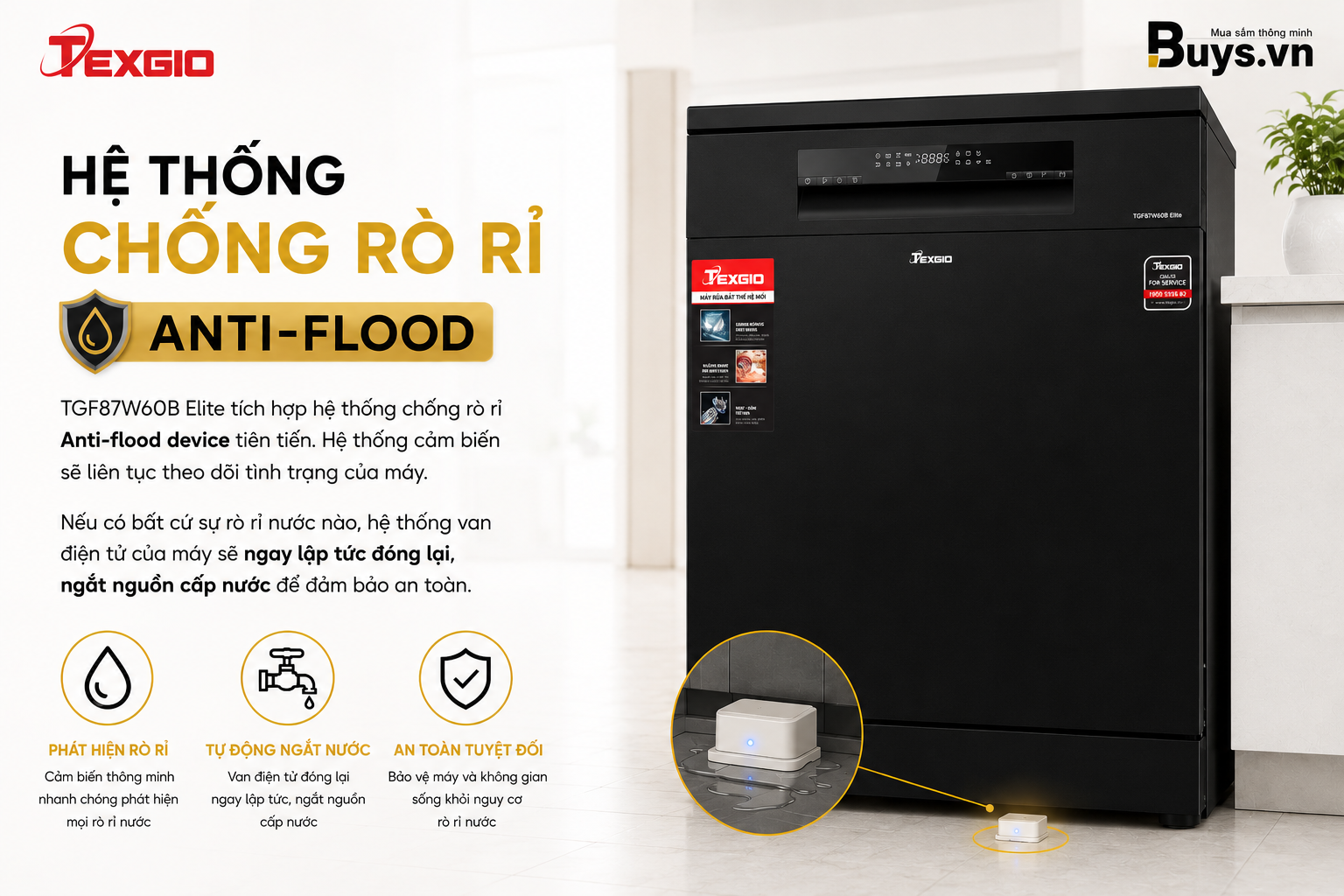 Máy rửa bát Texgio TGF87W60B Elite