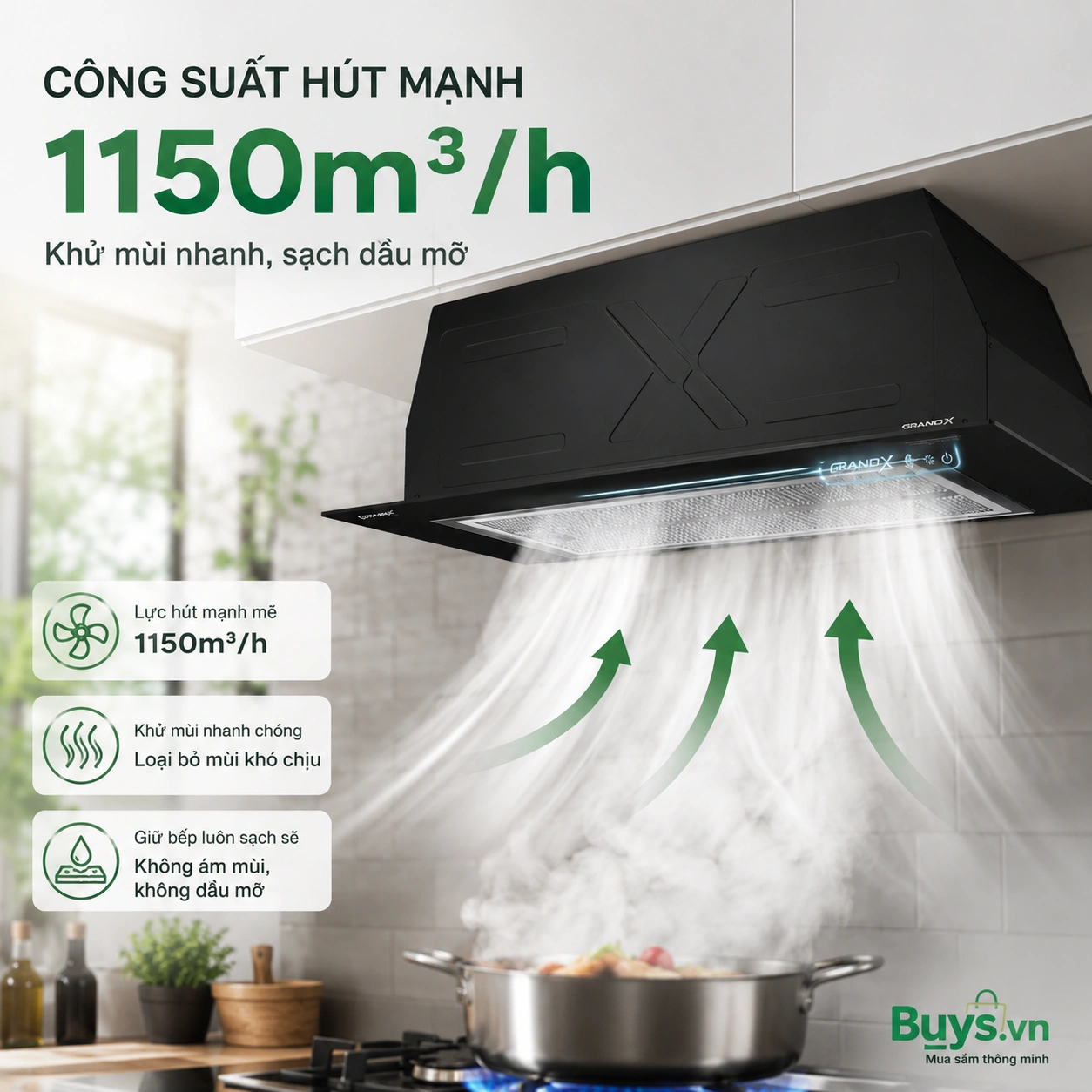 MÁY HÚT MÙI GRANDX GX H70F79G - Âm tủ toàn phần 28 máy hút mùi GrandX GX H70F79G