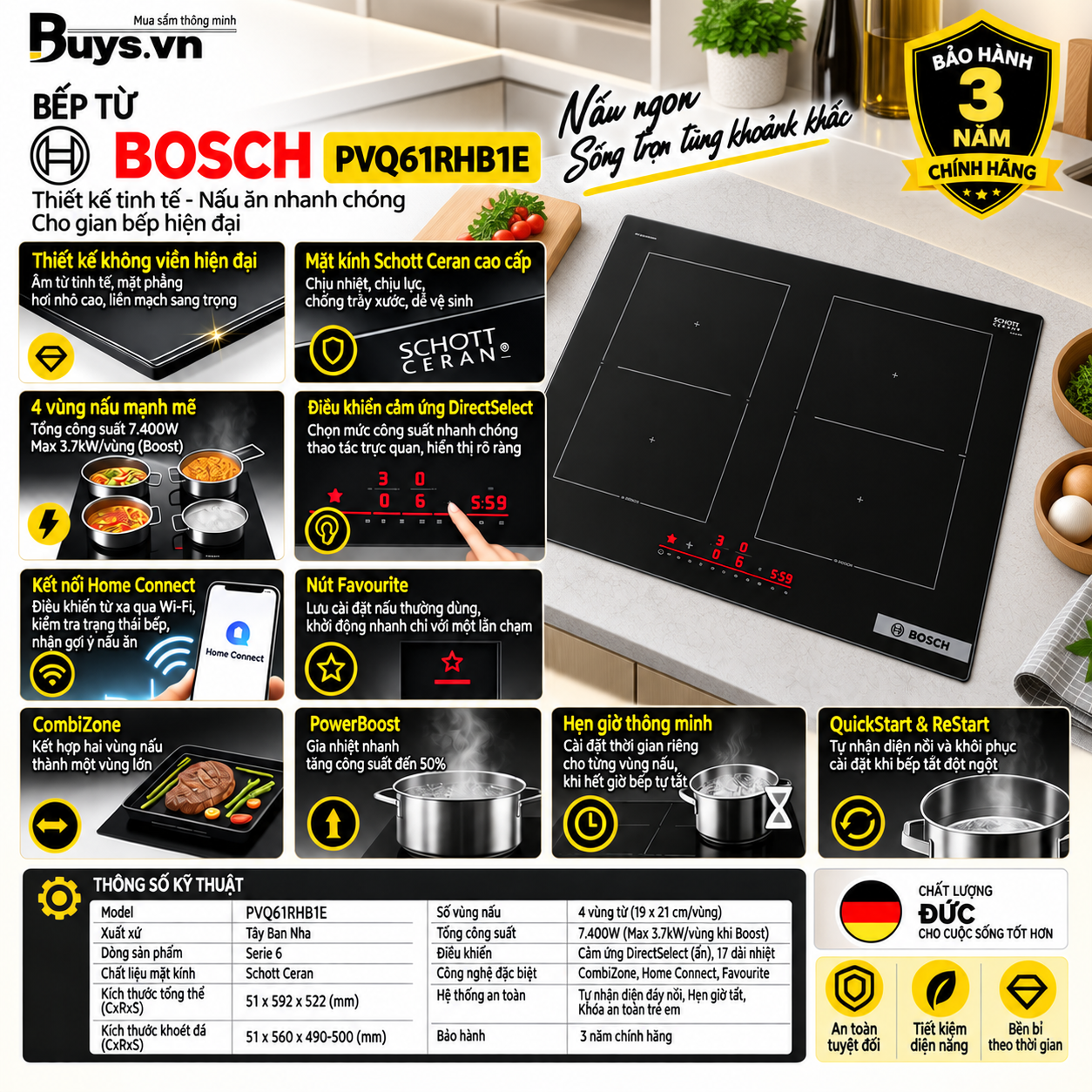 Bếp từ Bosch PVQ61RHB1E