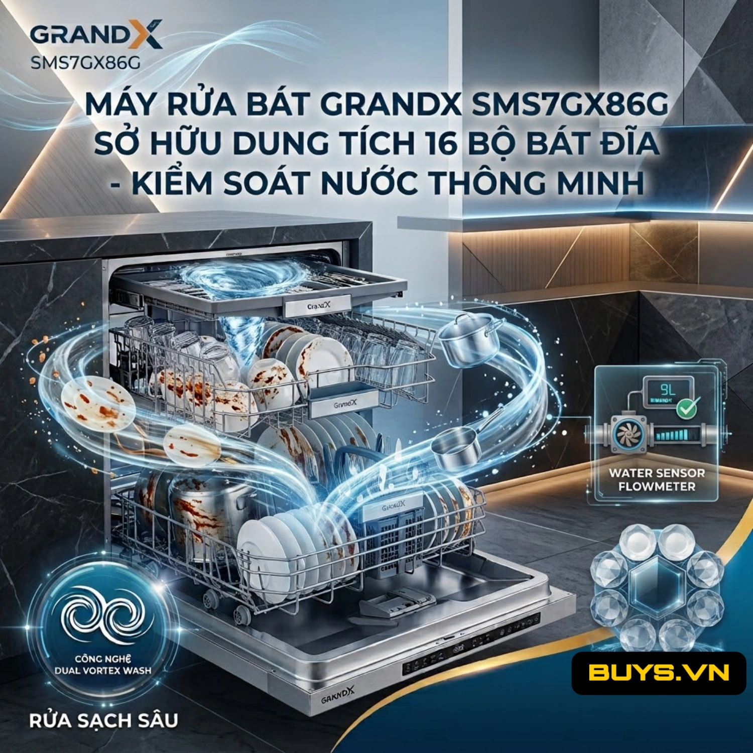 MÁY RỬA BÁT GRANDX SMS7GX86G