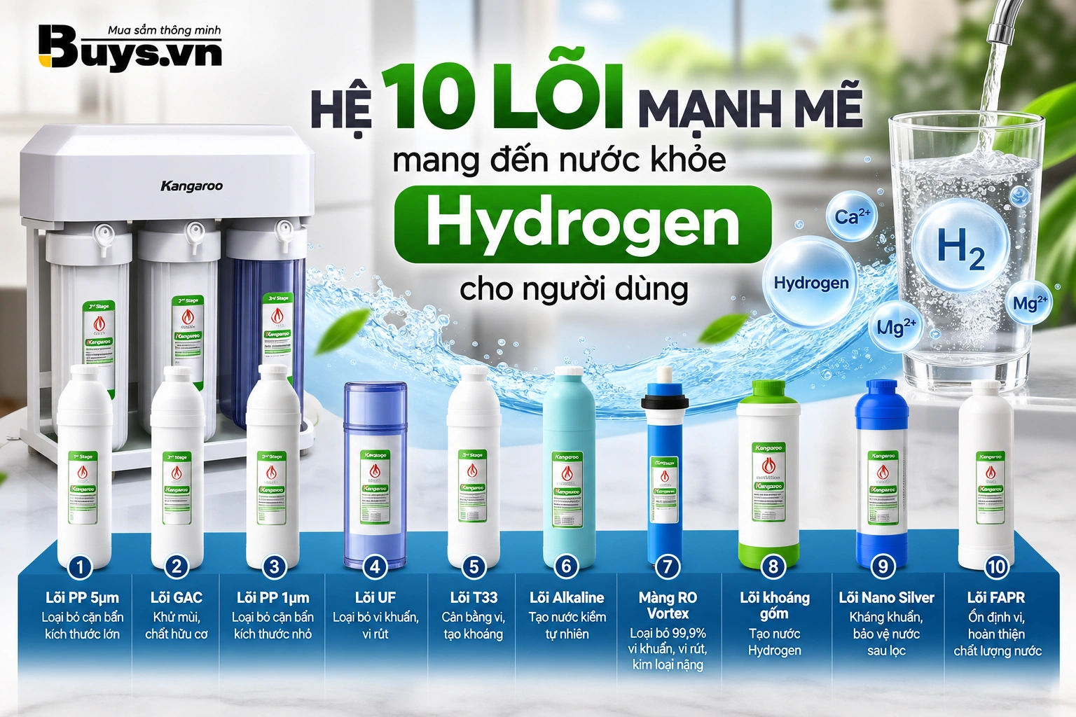 MÁY LỌC NƯỚC KANGAROO HYDROGEN KGHP10K2 28 Máy lọc nước Kangaroo Hydrogen KGHP10K2